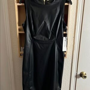 Calvin Klein Black Faux Leather Mini Dress
